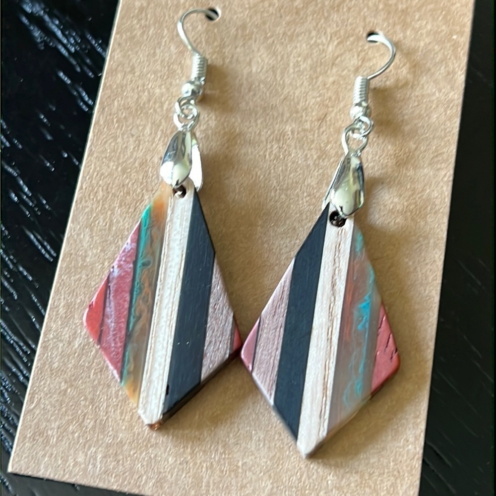 WOOD and acrylic earrings-NWT